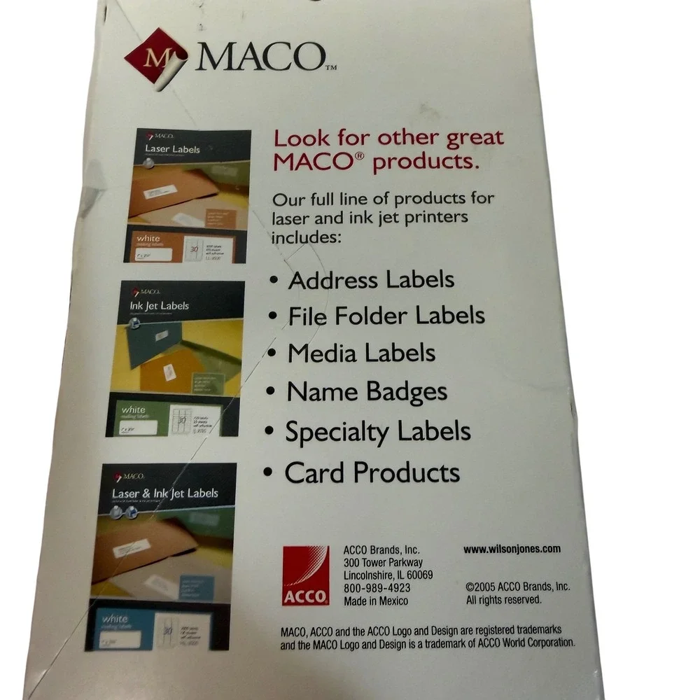 MACO FF L6 Green File Folder Labels 248 Labels Permanent‎ Adhesive 2 boxes